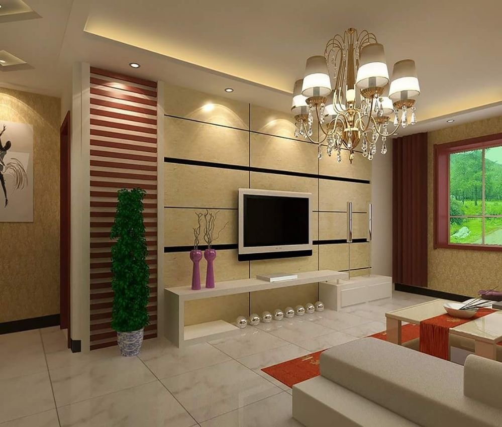 Modern Bellevue living room with recessed lighting and chandelier installed by Merv Electric